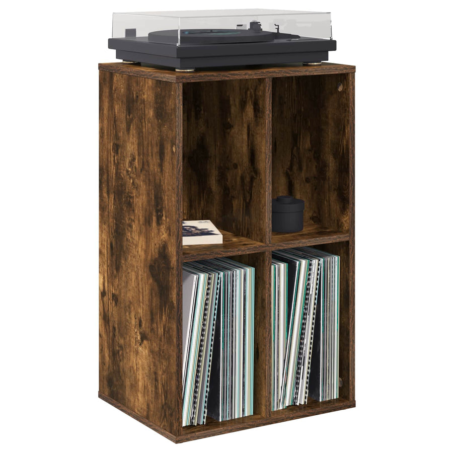 Platenkast Gerookt eiken 44,5 x 36,5 x 74,5 cm Bewerkt hout