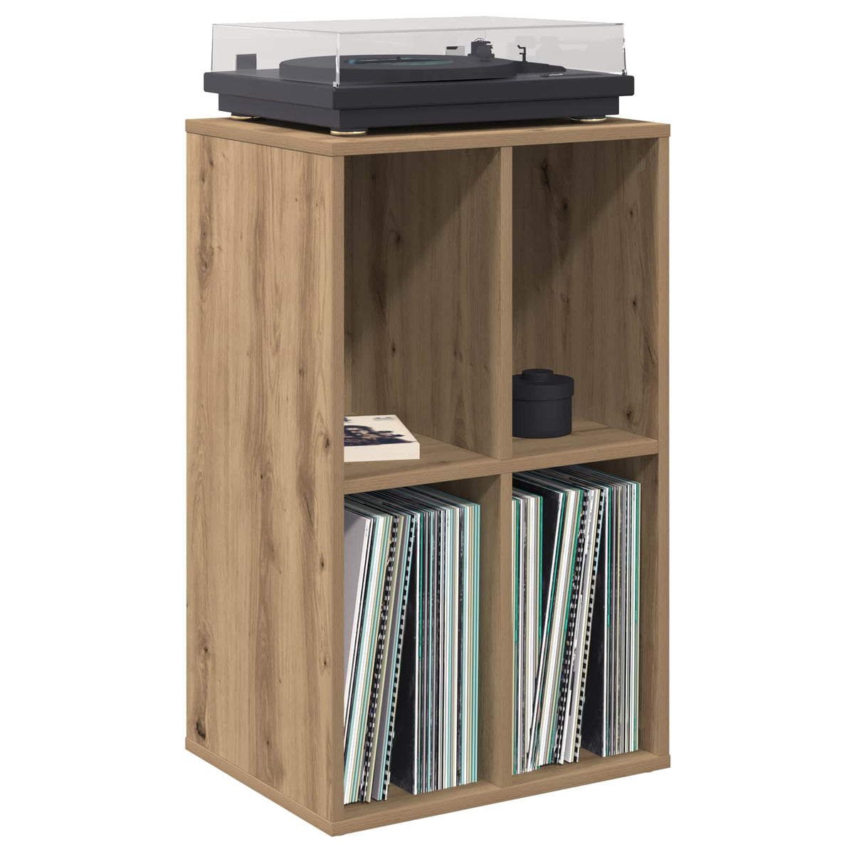 Platenkast Artisanaal eiken 44,5 x 36,5 x 74,5 cm Bewerkt hout