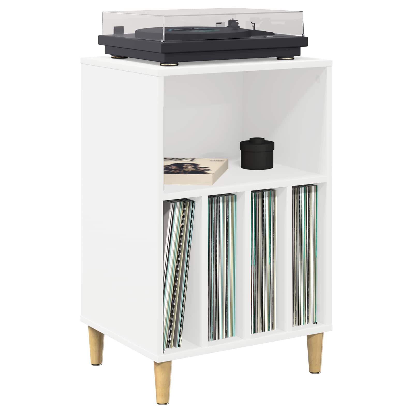 Draaitafelstand Wit 47 x 39,5 x 74,5 cm Bewerkt hout
