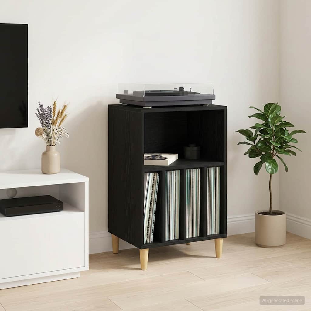 Draaitafelstand Zwart eiken 47 x 39,5 x 74,5 cm Bewerkt hout