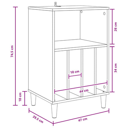 Draaitafelstand Zwart eiken 47 x 39,5 x 74,5 cm Bewerkt hout