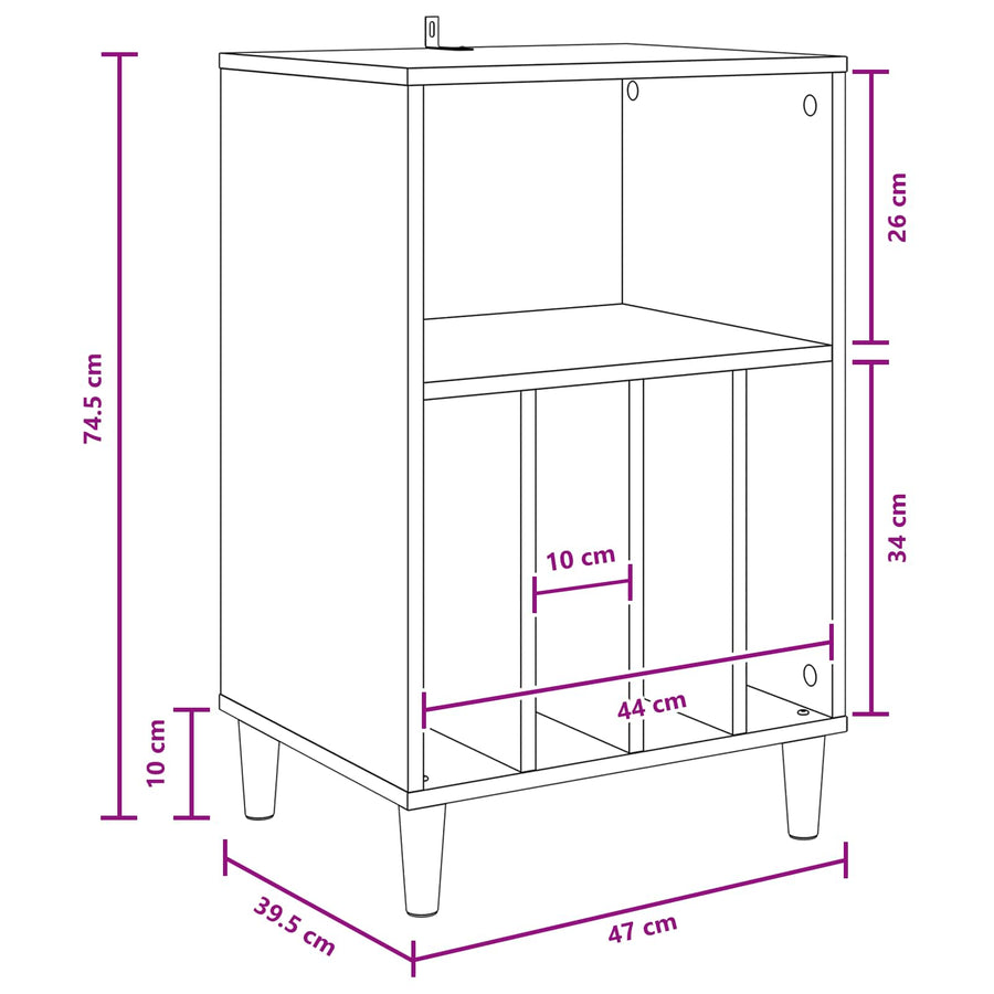 Draaitafelstand Zwart eiken 47 x 39,5 x 74,5 cm Bewerkt hout