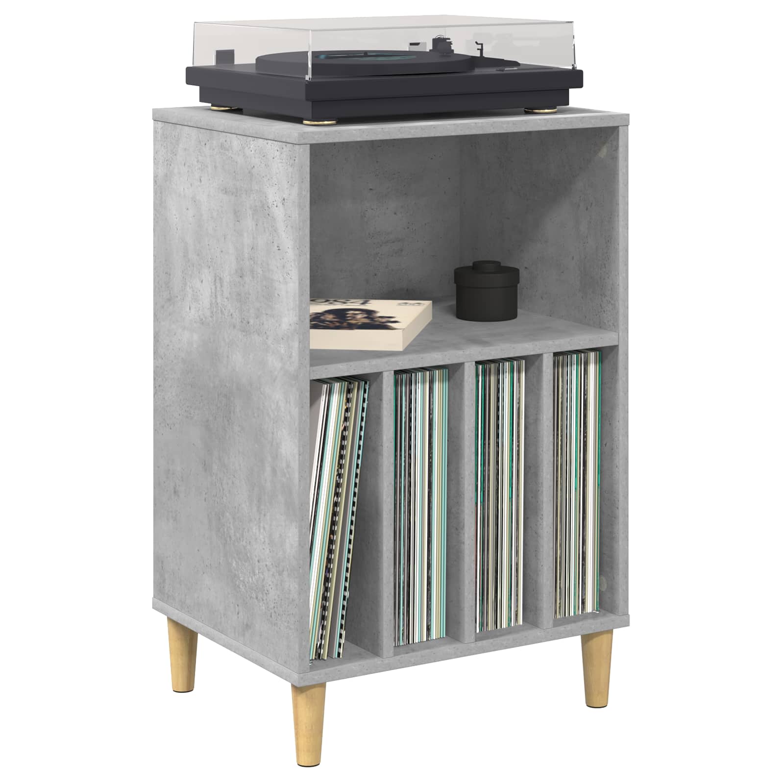 Draaitafelstand Betongrijs 47 x 39,5 x 74,5 cm Bewerkt hout