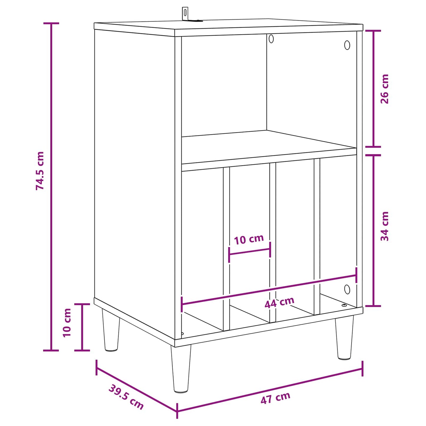 Draaitafelstand Gerookt eiken 47 x 39,5 x 74,5 cm Bewerkt hout