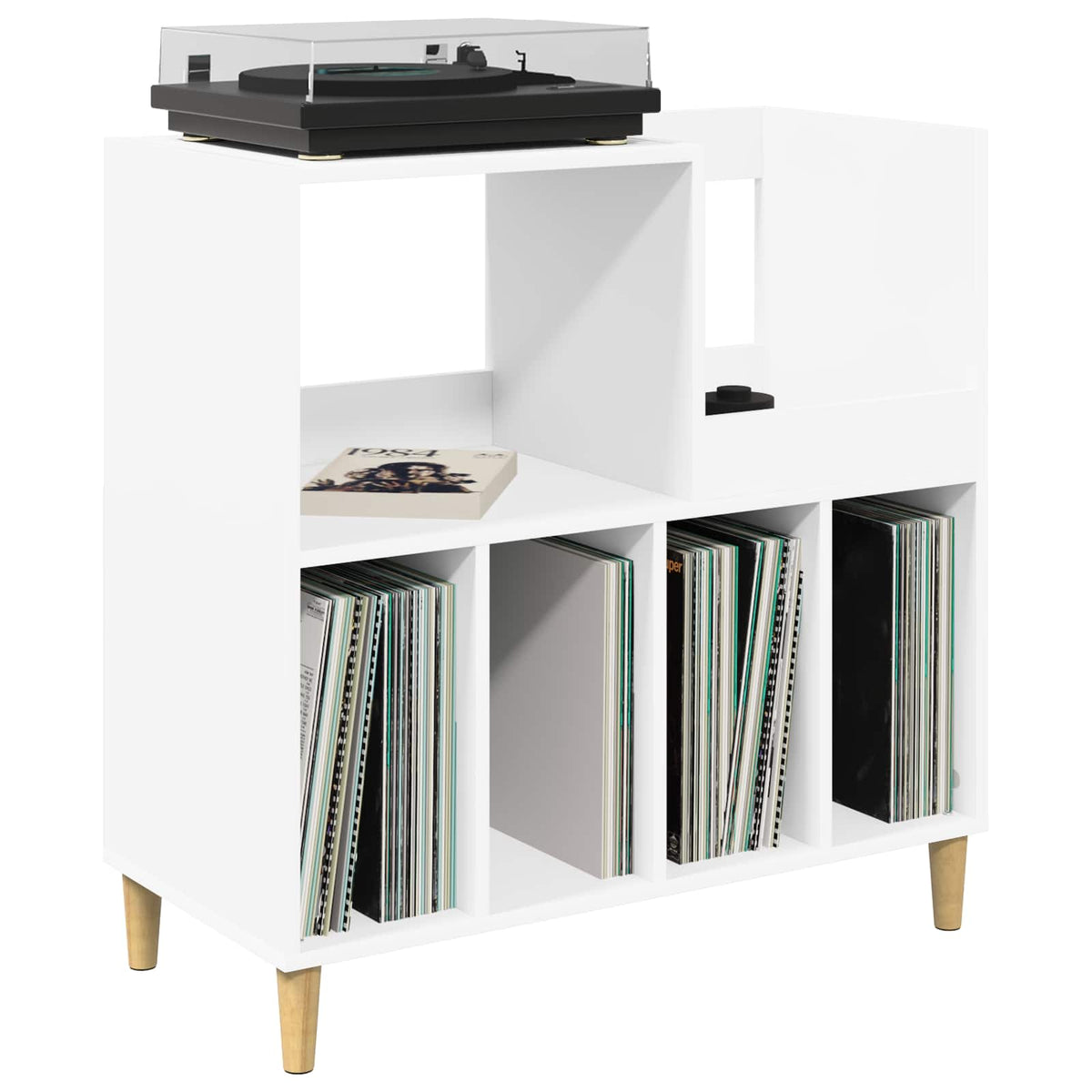 Platenspeler Steun Wit 82 x 39,5 x 82,5 cm Bewerkt hout
