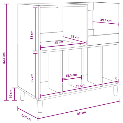 Platenspeler Steun Betongrijs 82 x 39,5 x 82,5 cm Bewerkt hout