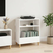 Platenspelerstandaard 71x39,5x83 cm wit bewerkt hout