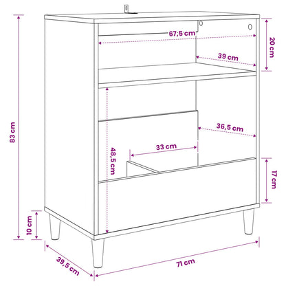 Platenspeler Steun Zwart eiken 71 x 39,5 x 83 cm Bewerkt hout