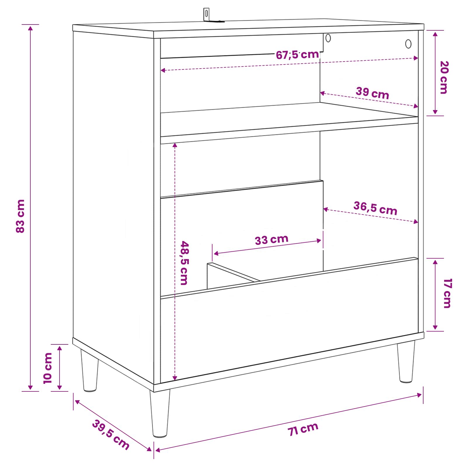 Platenspeler Steun Sonoma Eiken 71 x 39,5 x 83 cm Bewerkt hout