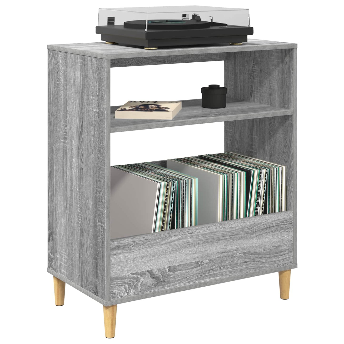 Platenspeler Steun Grijs Sonoma 71 x 39,5 x 83 cm Bewerkt hout