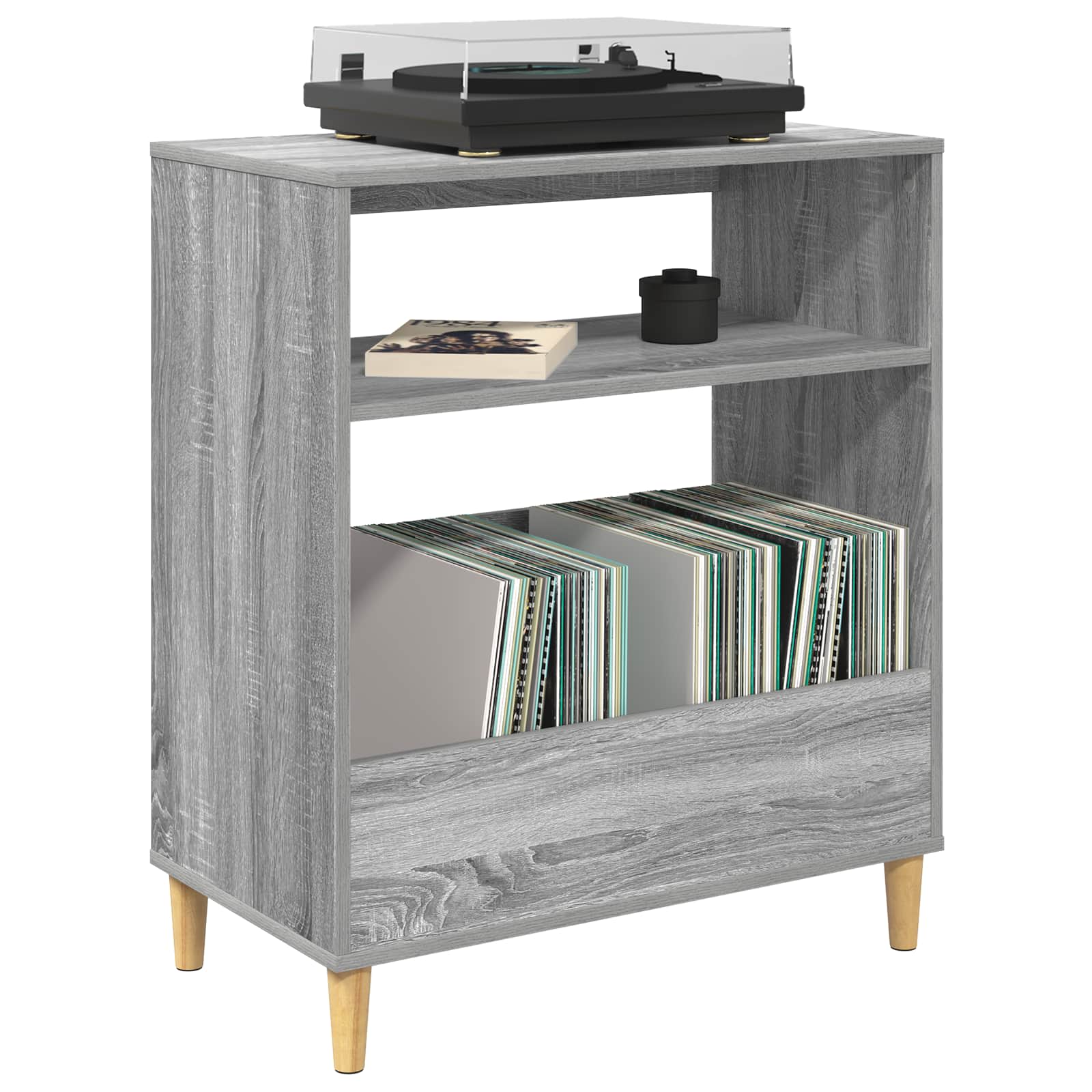 Platenspeler Steun Grijs Sonoma 71 x 39,5 x 83 cm Bewerkt hout