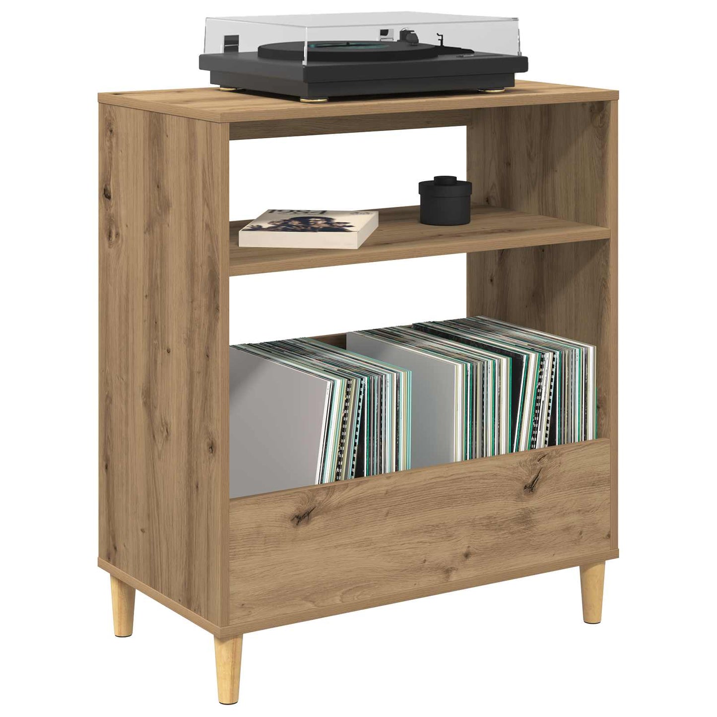 Platenspeler Steun Artisanaal eiken 71 x 39,5 x 83 cm