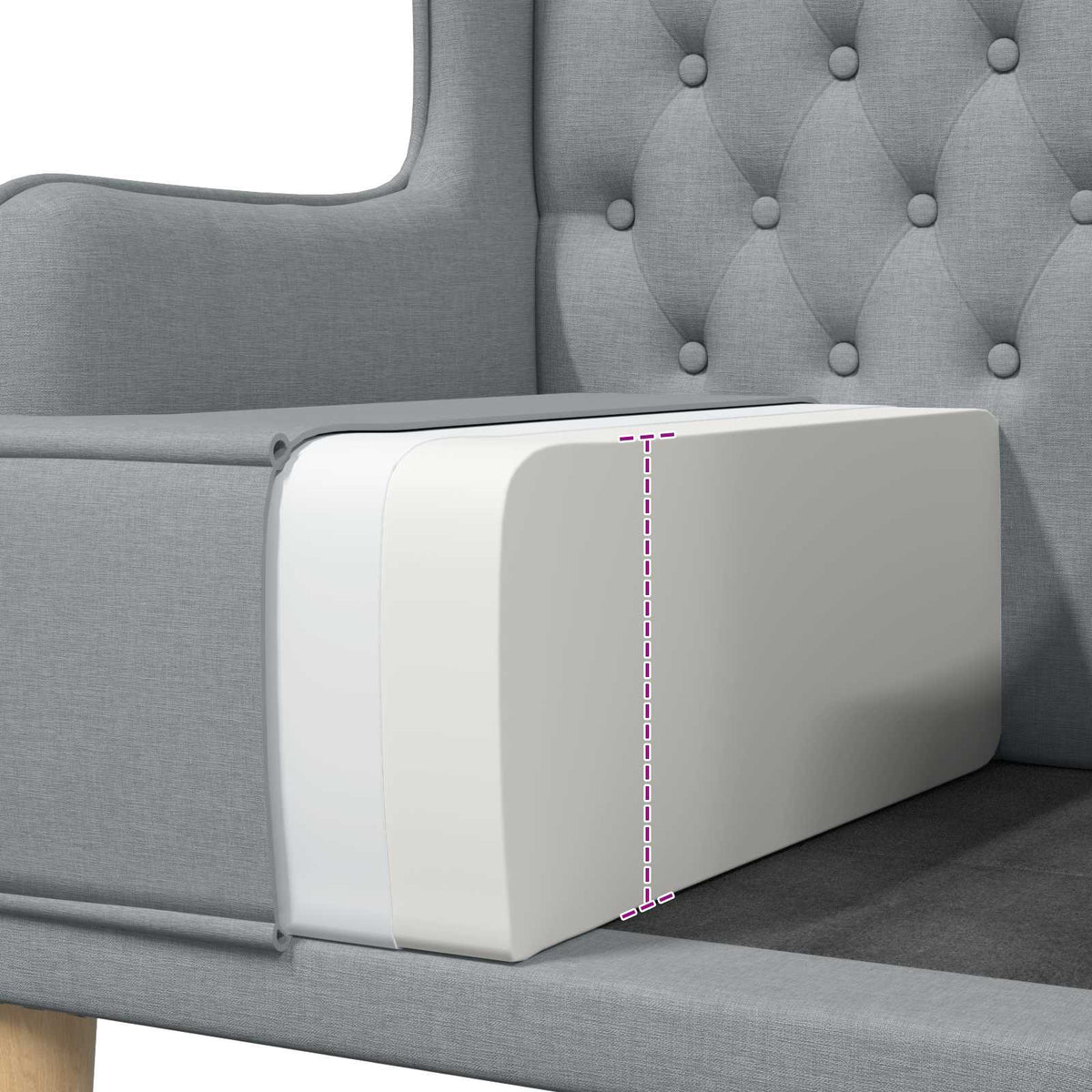 Gecapitonneerde stoel met hoge rugleuning Lichtgrijs Stof