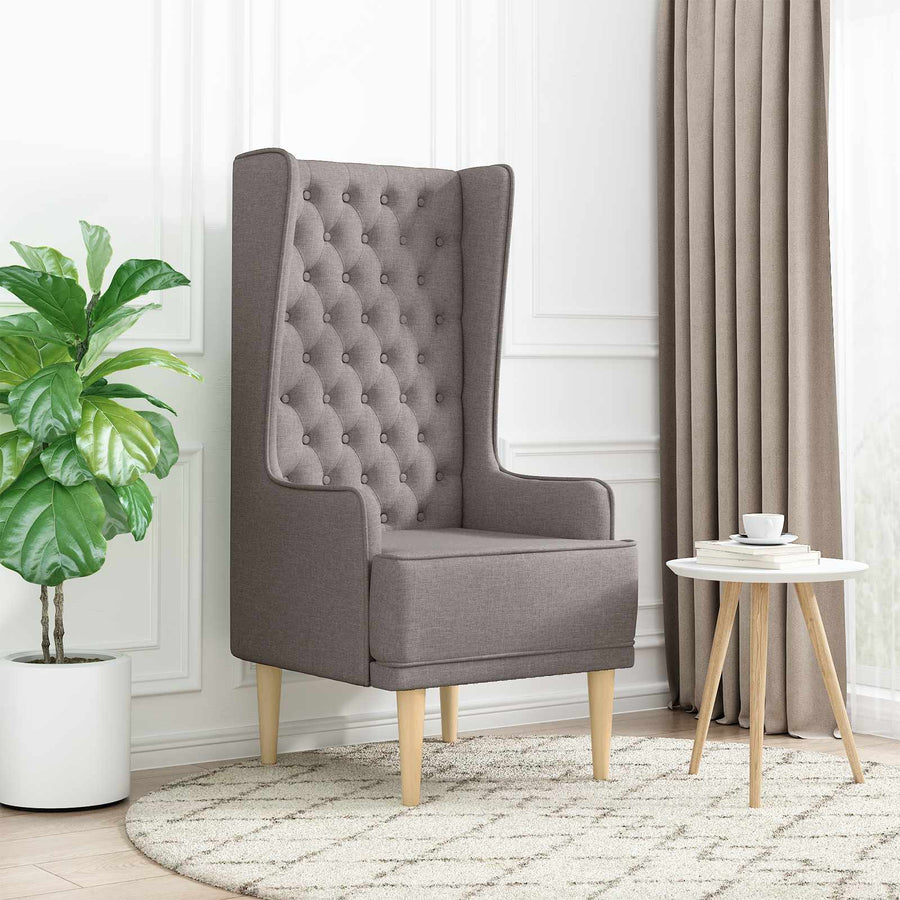 Gecapitonneerde stoel met hoge rugleuning Taupe Stof