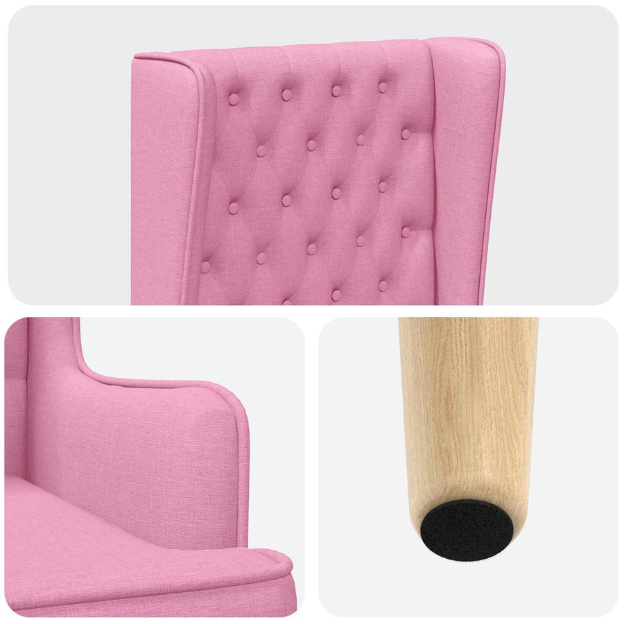 Gecapitonneerde stoel met hoge rugleuning Roze Stof