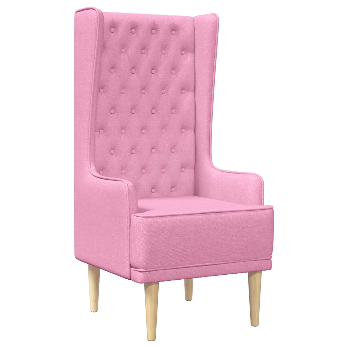Gecapitonneerde stoel met hoge rugleuning Roze Stof