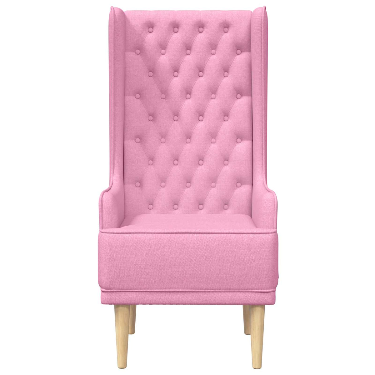 Gecapitonneerde stoel met hoge rugleuning Roze Stof