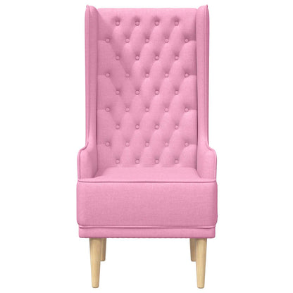 Gecapitonneerde stoel met hoge rugleuning Roze Stof