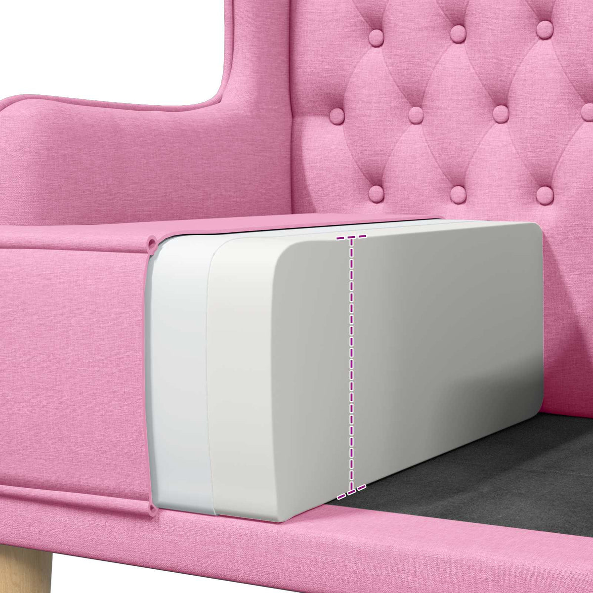 Gecapitonneerde stoel met hoge rugleuning Roze Stof