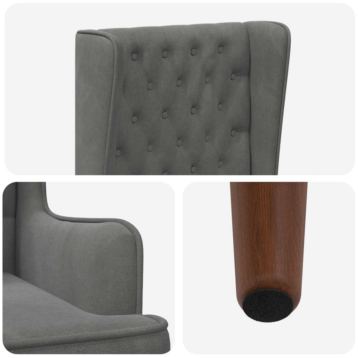 Stoel met hoge rugleuning Donkergrijs fluweel