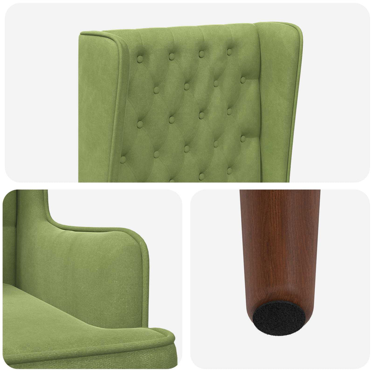 Stoel met hoge rugleuning Lichtgroen fluweel