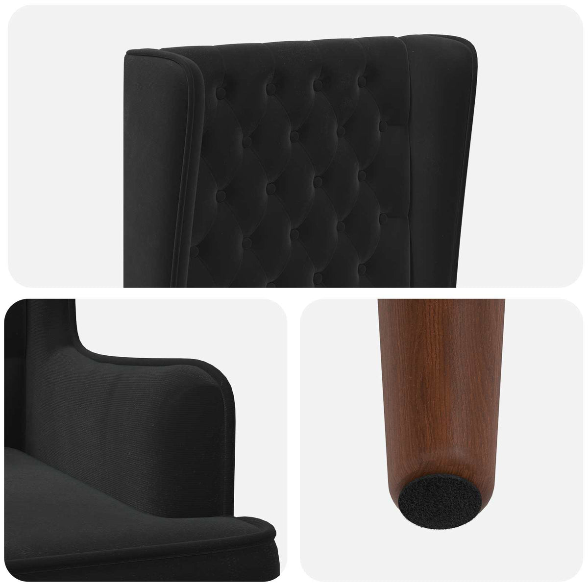 Stoel met hoge rugleuning Zwart fluweel
