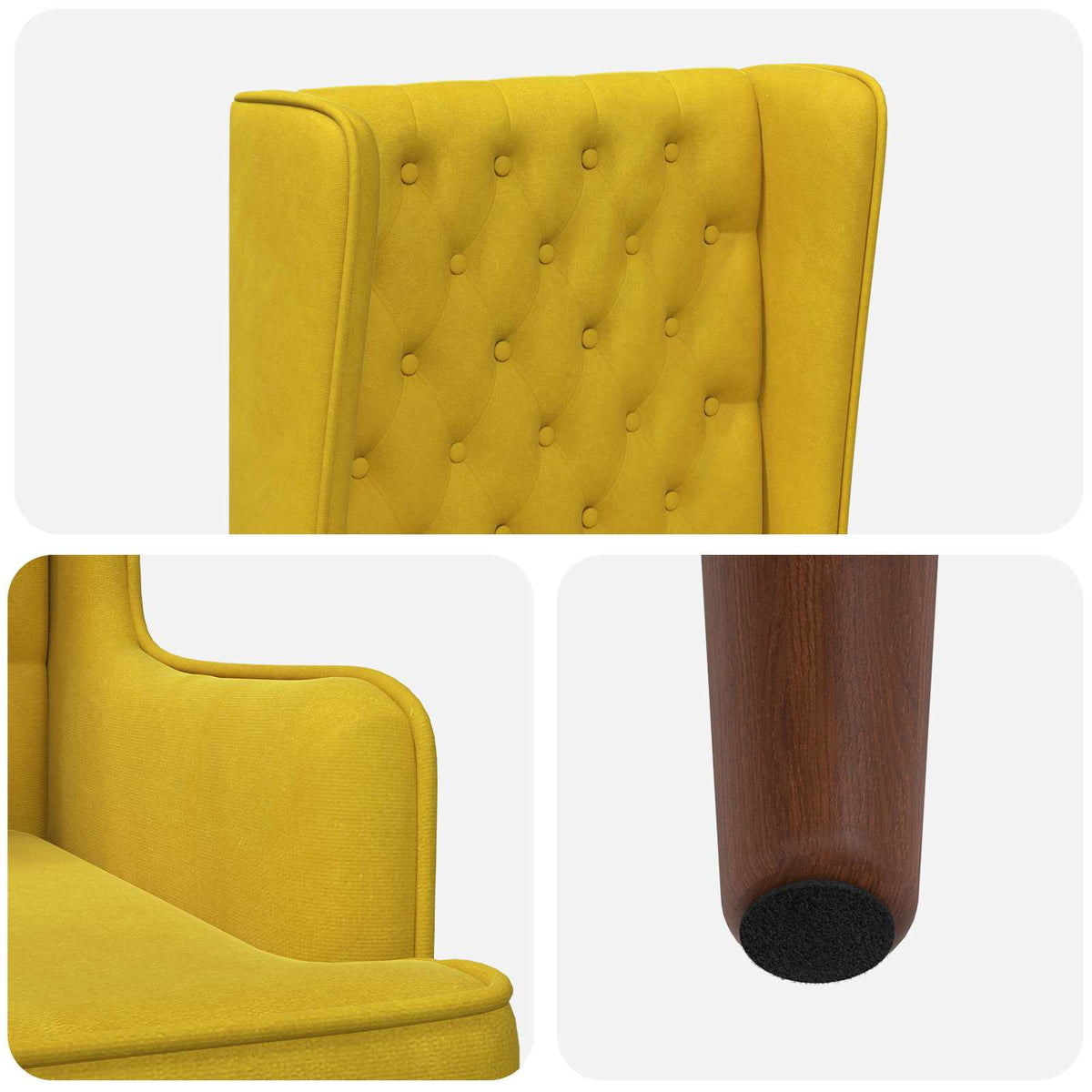 Stoel met hoge rugleuning Geel fluweel