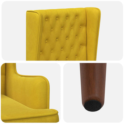 Stoel met hoge rugleuning Geel fluweel