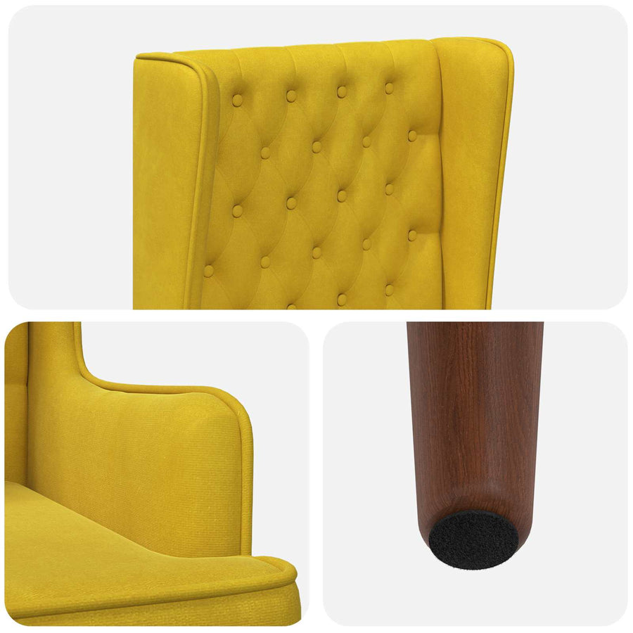 Stoel met hoge rugleuning Geel fluweel