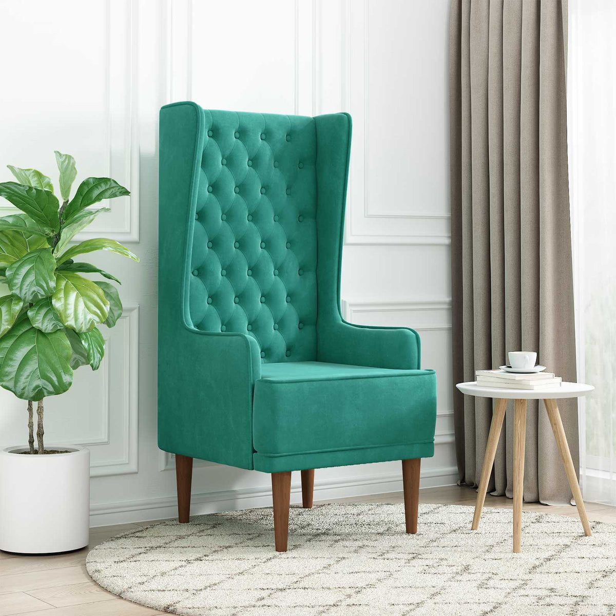 Stoel met hoge rugleuning Turquoise fluweel