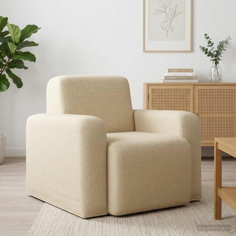 Fauteuil Crèmekleurig Stof