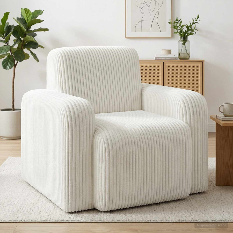 Fauteuil Crèmekleurig corduroy