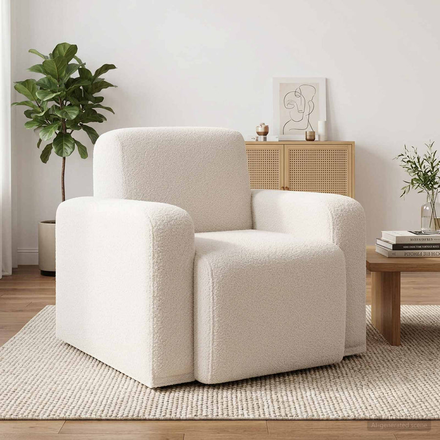 Fauteuil Crèmekleurig Bouclé