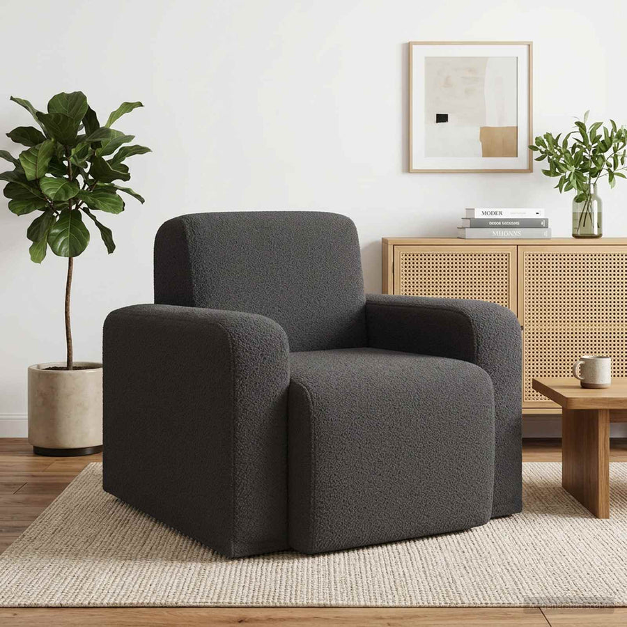 Fauteuil Donkergrijs Bouclé