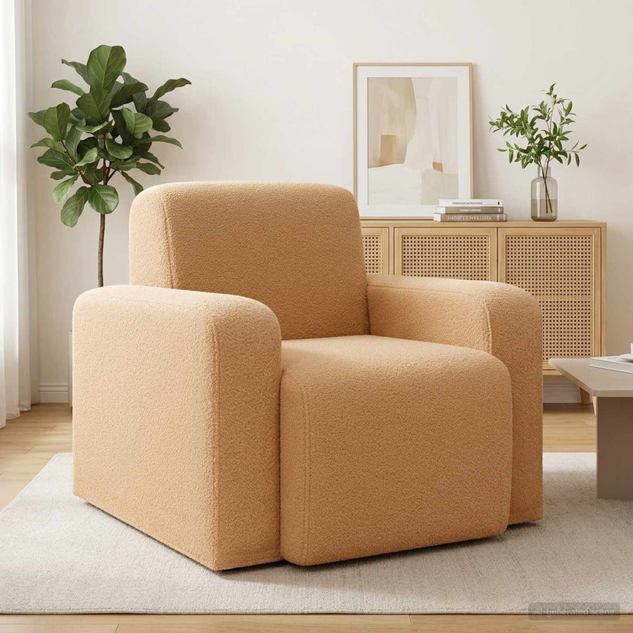 Fauteuil Beige Bouclé