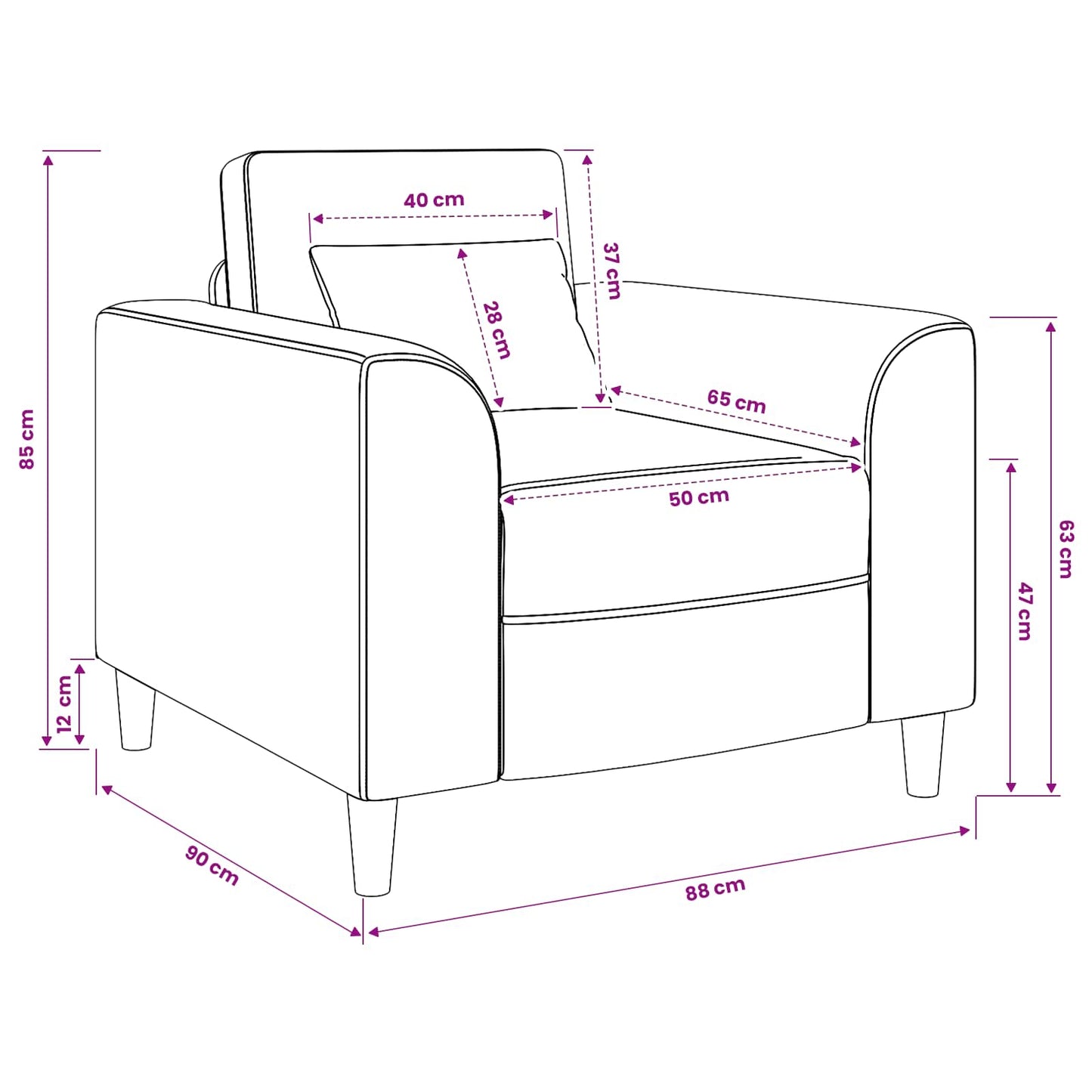 Fauteuil Zwart Stof