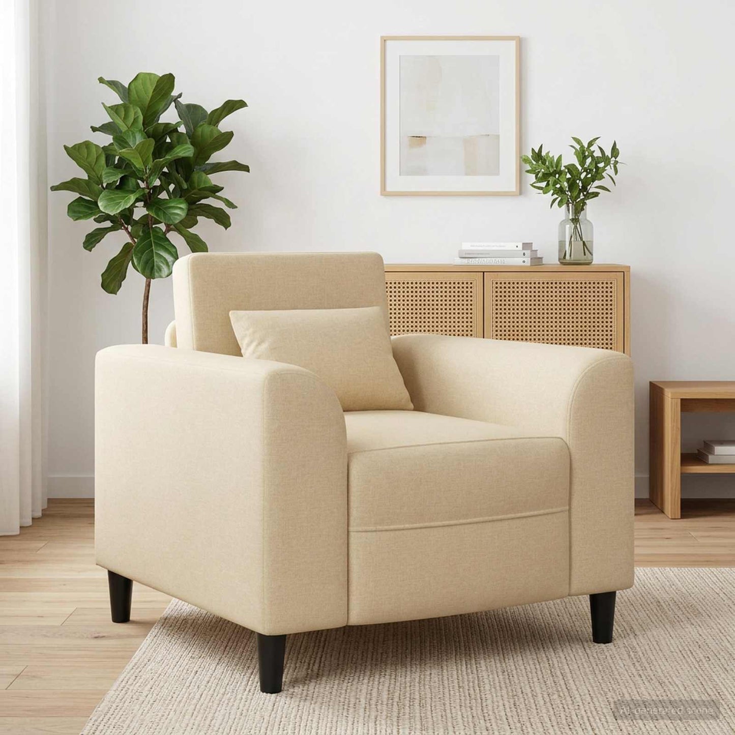 Fauteuil Crèmekleurig Stof