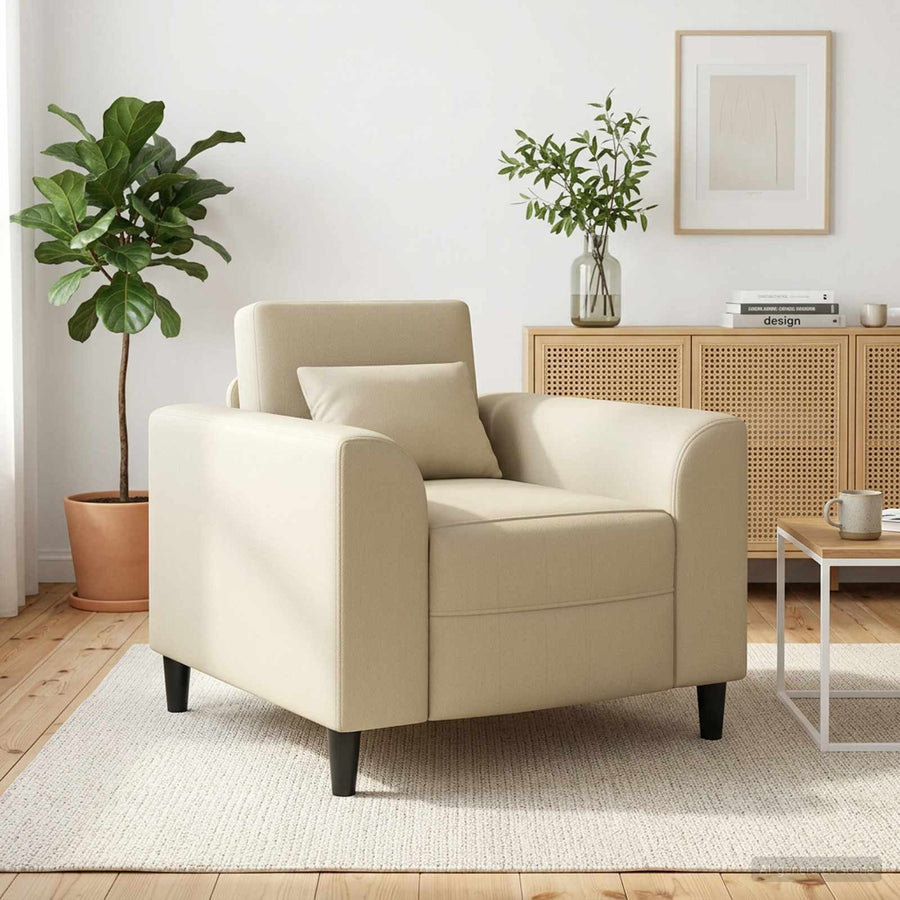 Fauteuil Crèmekleurig Kunstleer