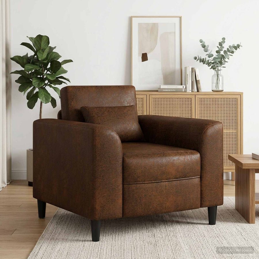 Fauteuil Bruin Nep Suede Leer