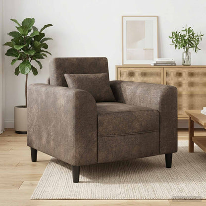 Fauteuil Donkergrijs Nep Suede Leer