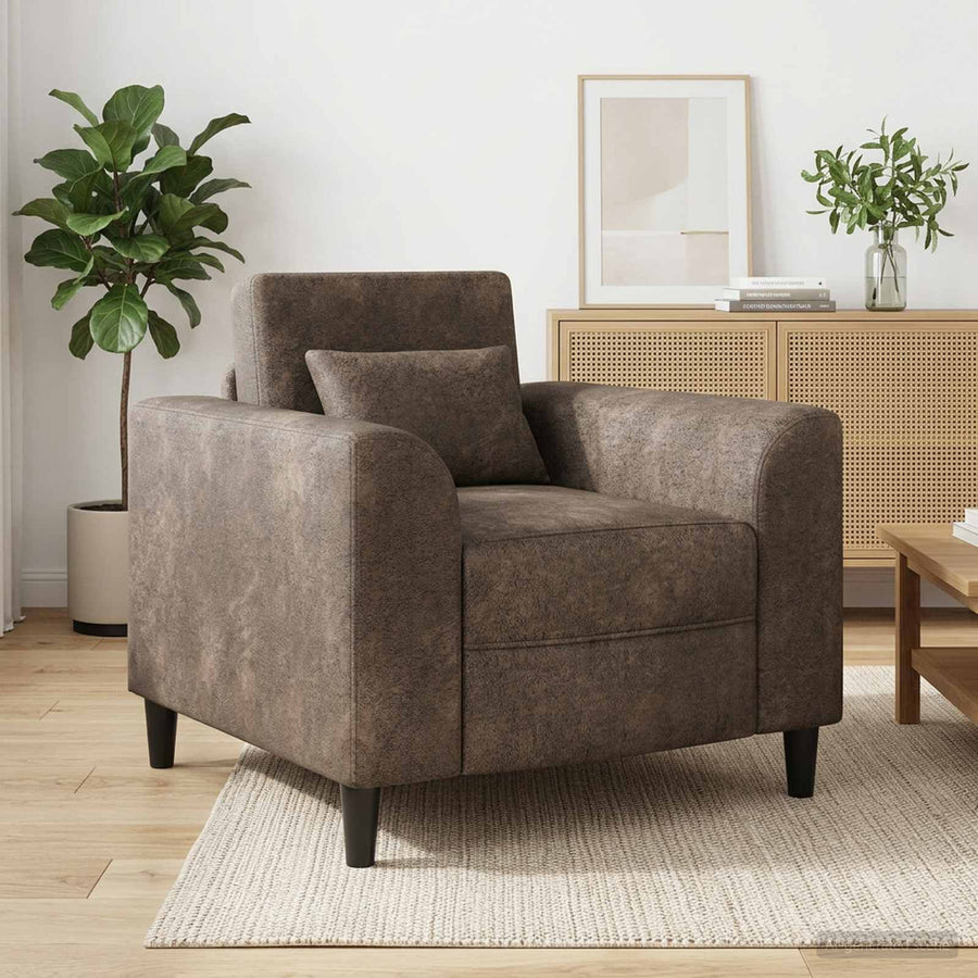 Fauteuil Donkergrijs Nep Suede Leer