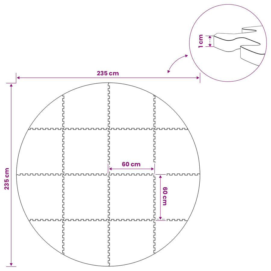 Zwembad Grondmat 16 st Ø 235 cm Rond EVA Schuim Zwart
