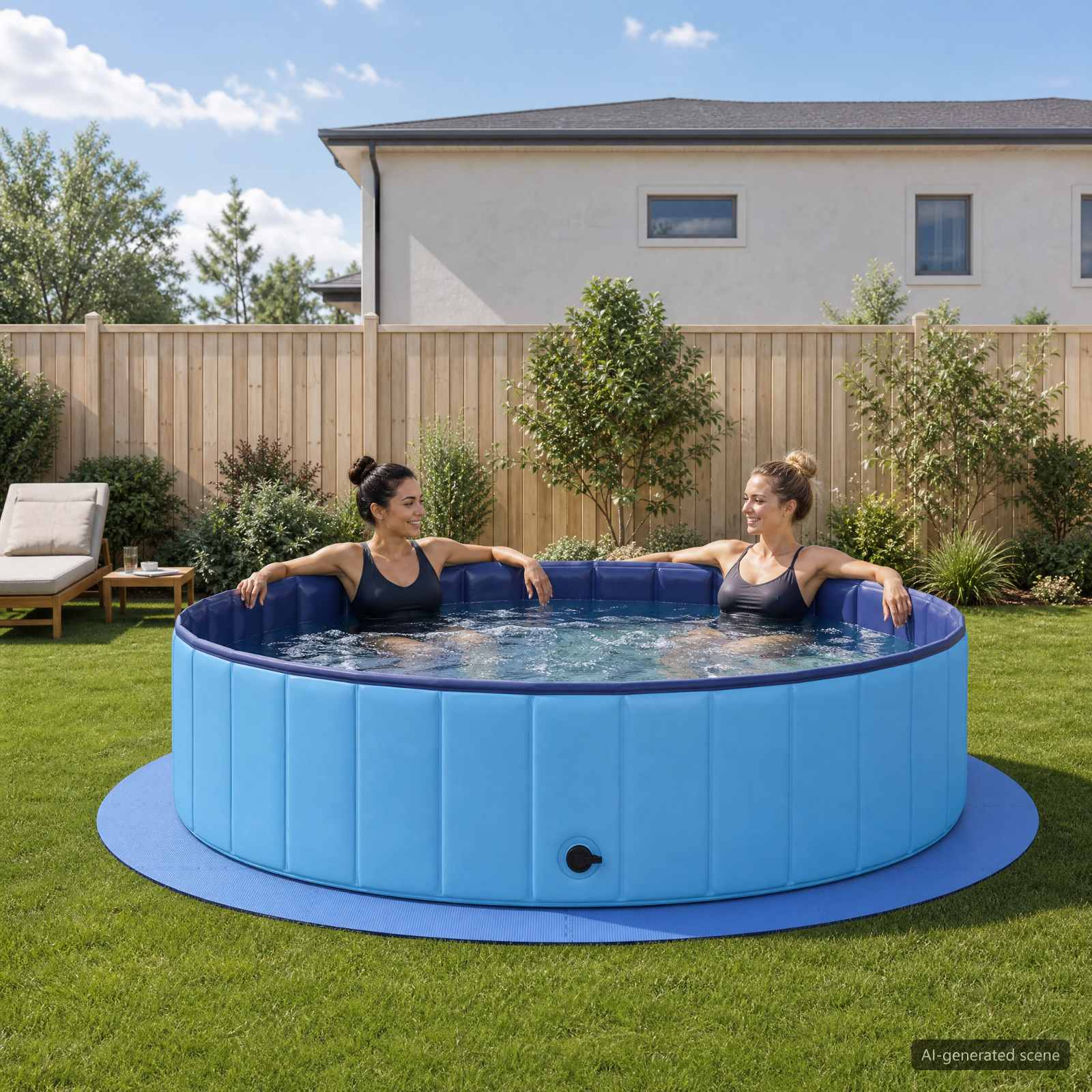 Zwembad Grondmat 16 st Ø 235 cm Rond EVA Schuim Blauw