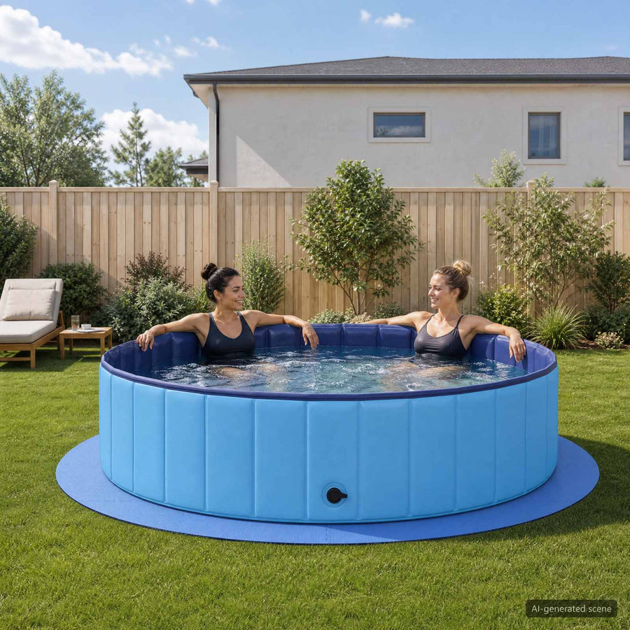 Zwembad Grondmat 16 st Ø 235 cm Rond EVA Schuim Blauw
