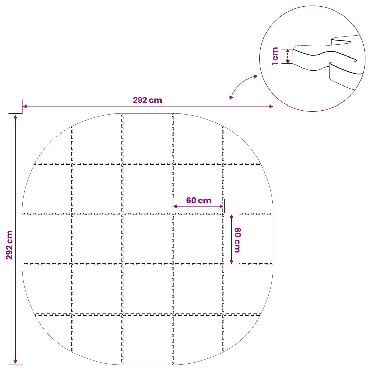 Zwembad Grondmat 25 st Ø 292 cm Rond EVA Schuim Zwart