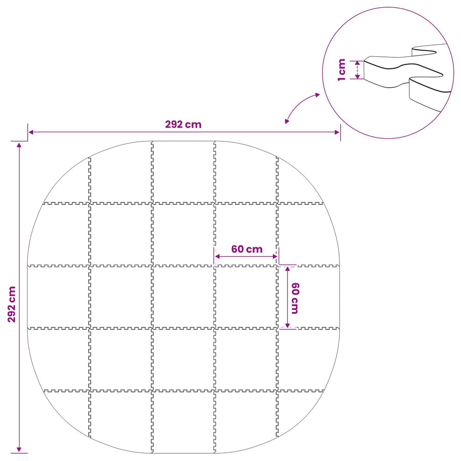 Zwembad Grondmat 25 st Ø 292 cm Rond EVA Schuim Grijs
