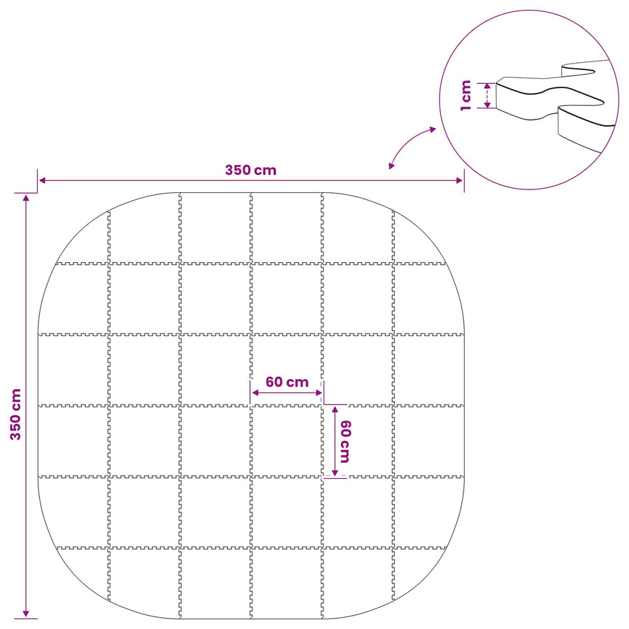 Zwembad Grondmat 36 st Ø 350 cm Rond EVA Schuim Zwart