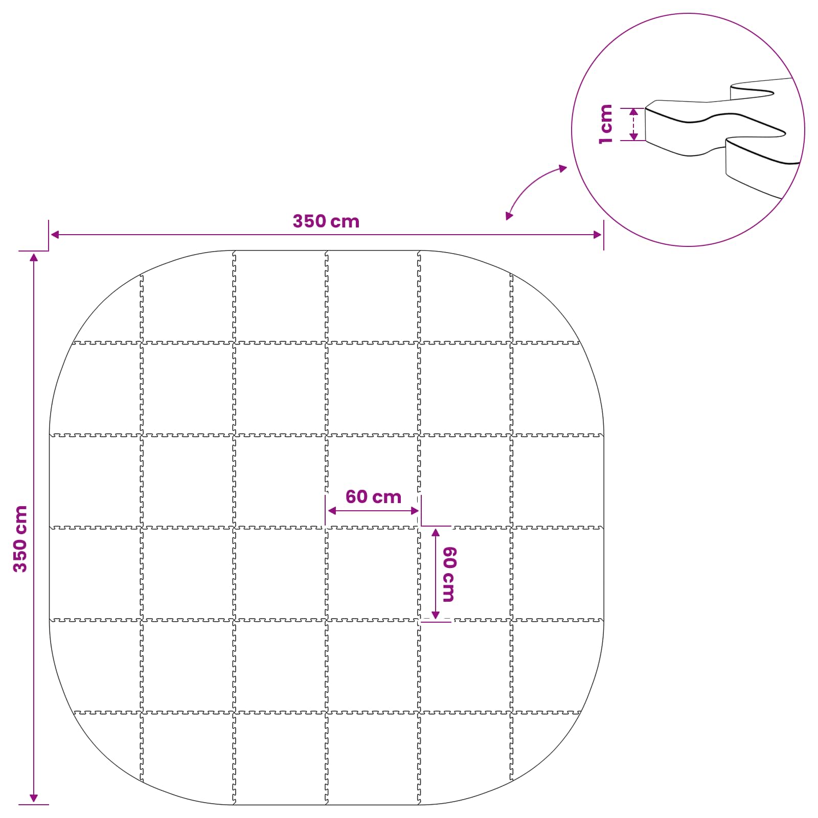 Zwembad Grondmat 36 st Ø 350 cm Rond EVA Schuim Blauw