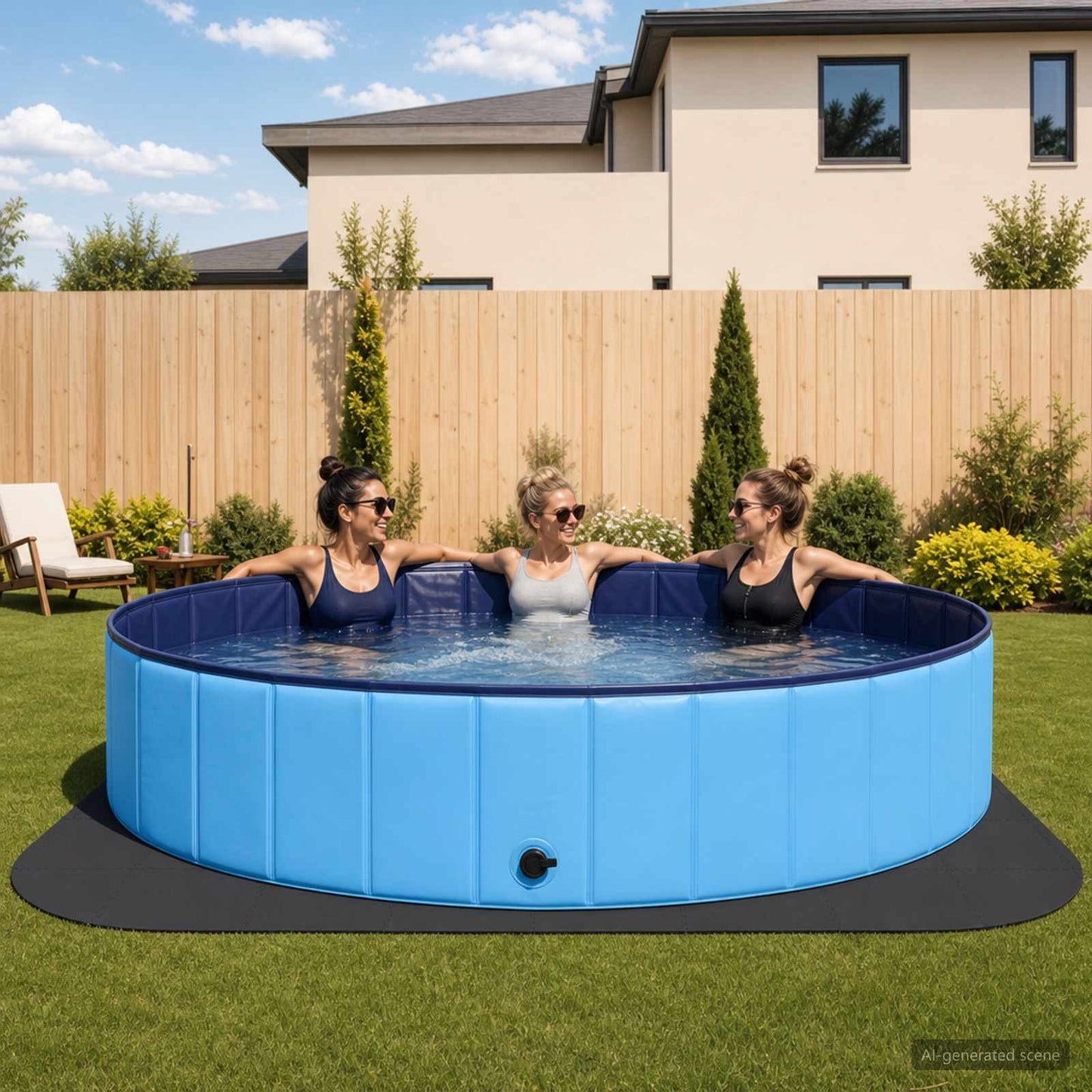 Zwembad Grondmat 49 st Ø 408 cm Rond EVA Schuim Zwart