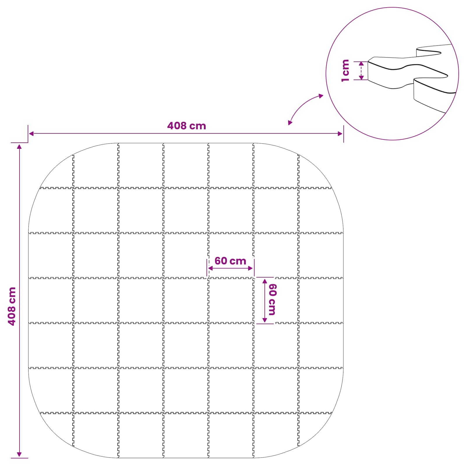 Zwembad Grondmat 49 st Ø 408 cm Rond EVA Schuim Zwart
